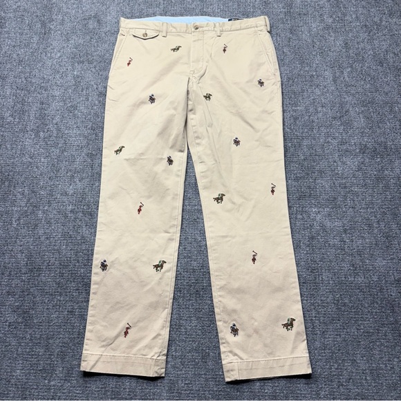 Polo Ralph Lauren Chino Pants 36x32 Khaki Stretch Straight Embroidered Pony NWOT